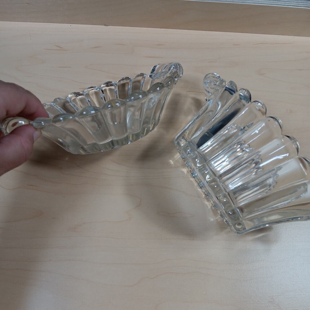 Vintage Heisey Clear Glass Mayonnaise and Pickle bowls Curled Handles - Picture 5 of 11